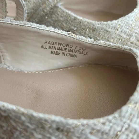 Tahari Tweed Sequin Cream Mary Jane Ballet Flats 7.5 8 - Picture 3 of 8